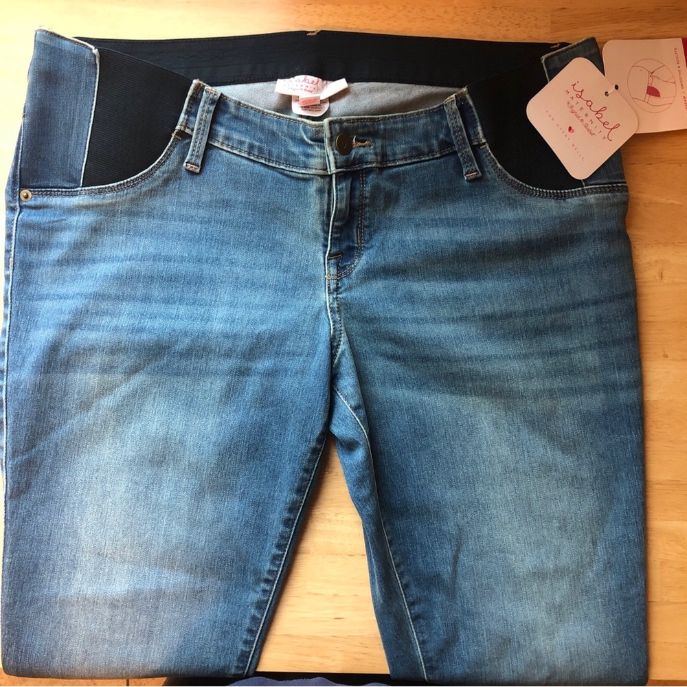 Isabel Maternity Skinny Jeans New W Tags Size 12/31R Expand Side Panels Med Wash